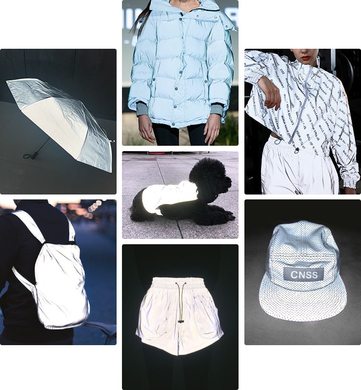 Waterproof reflective fabric apply on bags jackets