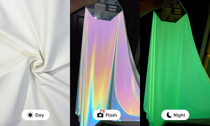 luminous rainbow white reflective fabric